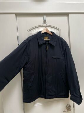 Men's Black Quilted Work Jacket with Zip Front